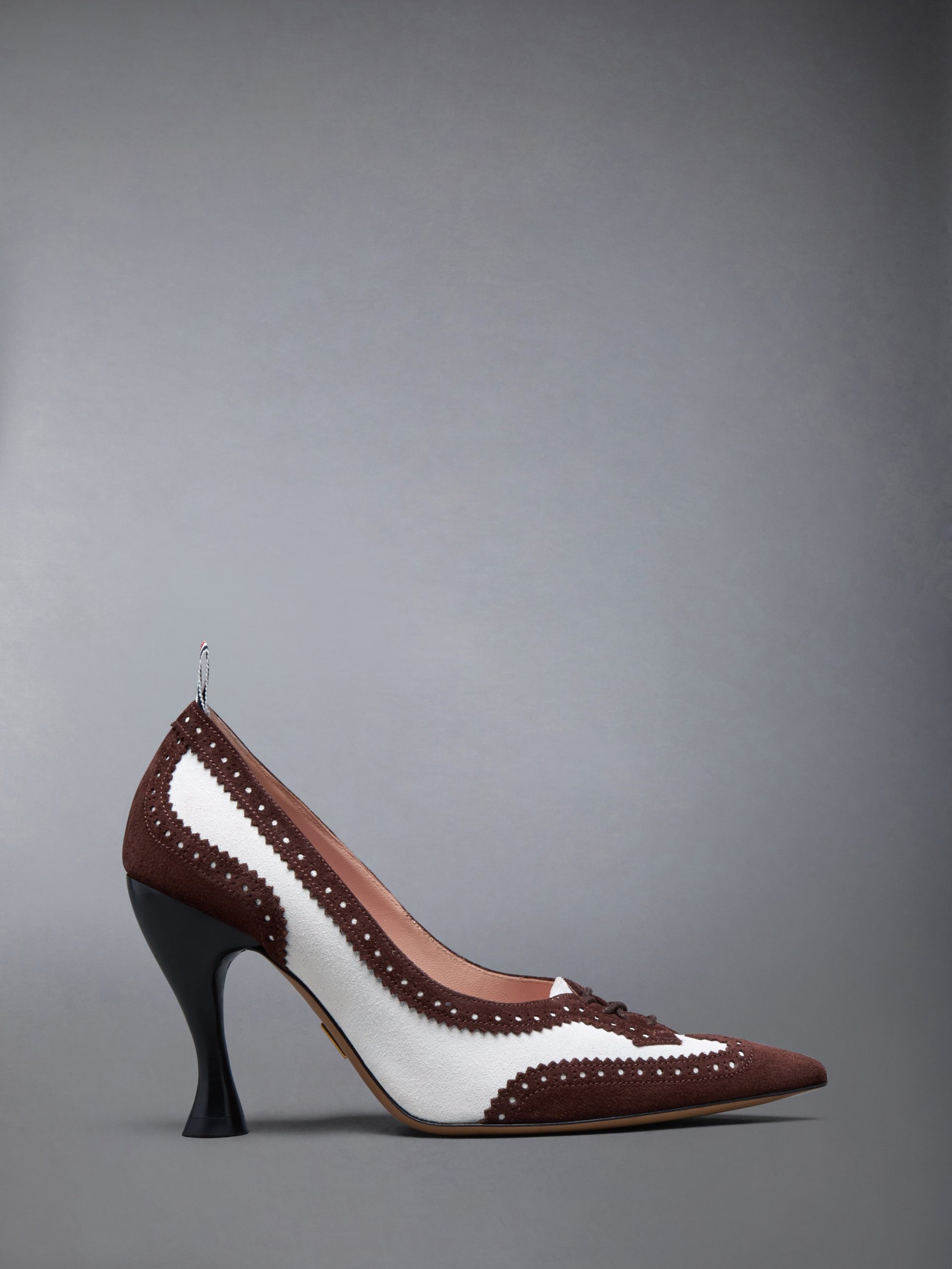 CALF SUEDE LOW THROAT WINGTIP PUMP 90MM