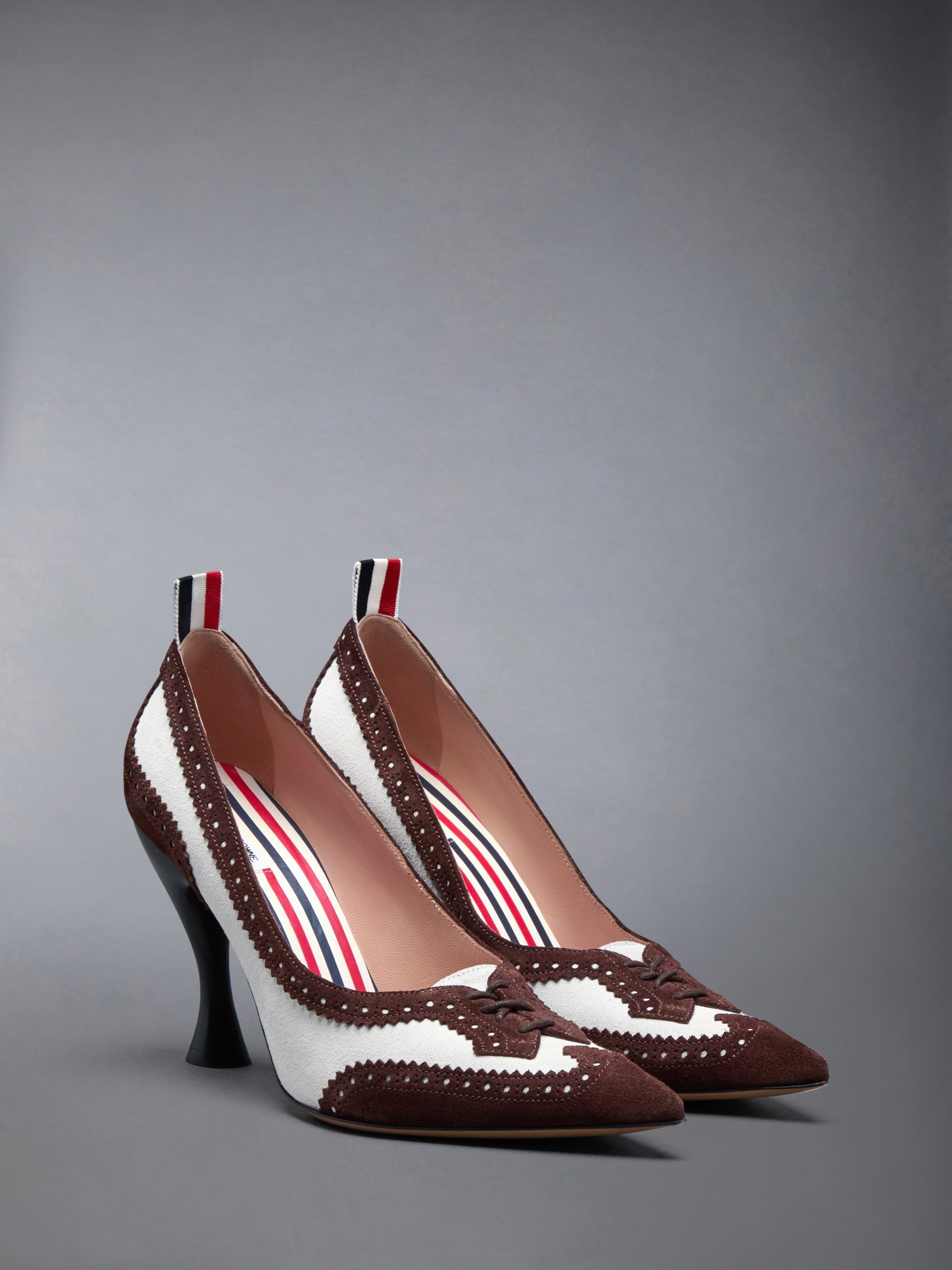 CALF SUEDE LOW THROAT WINGTIP PUMP 90MM - Image 2