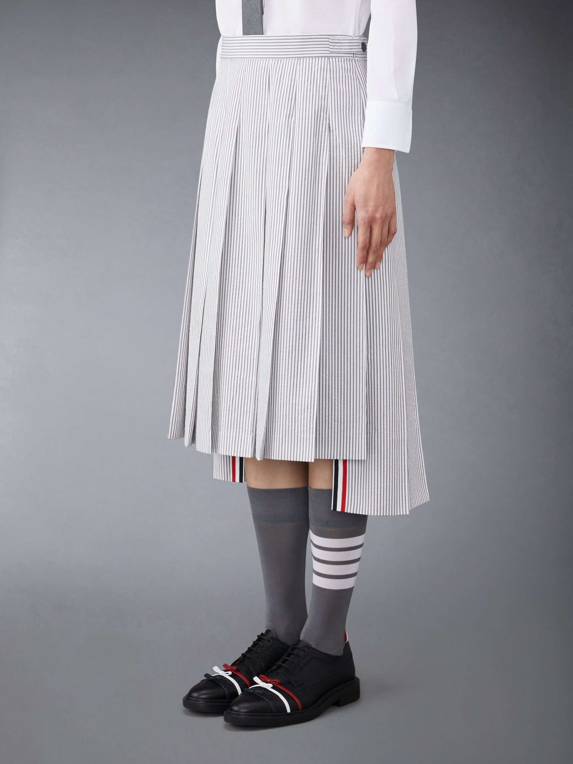 SEERSUCKER MIDI PLEATED SKIRT - Image 2