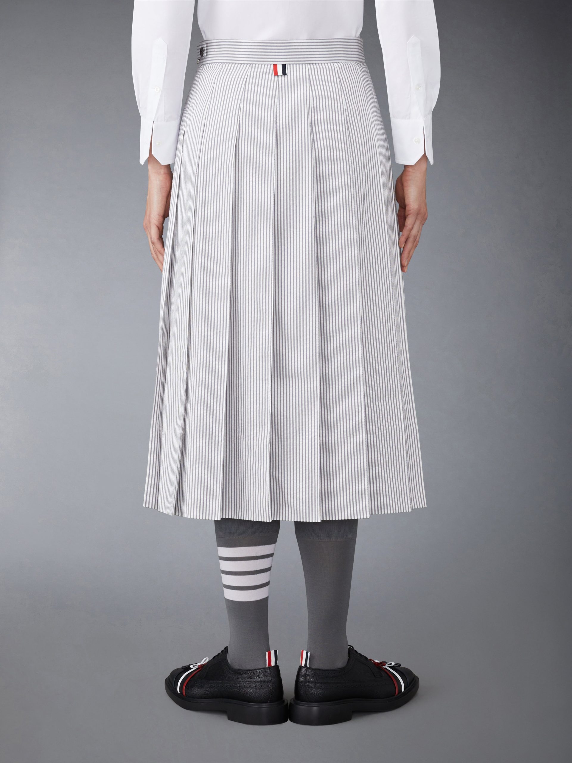 SEERSUCKER MIDI PLEATED SKIRT - Image 3