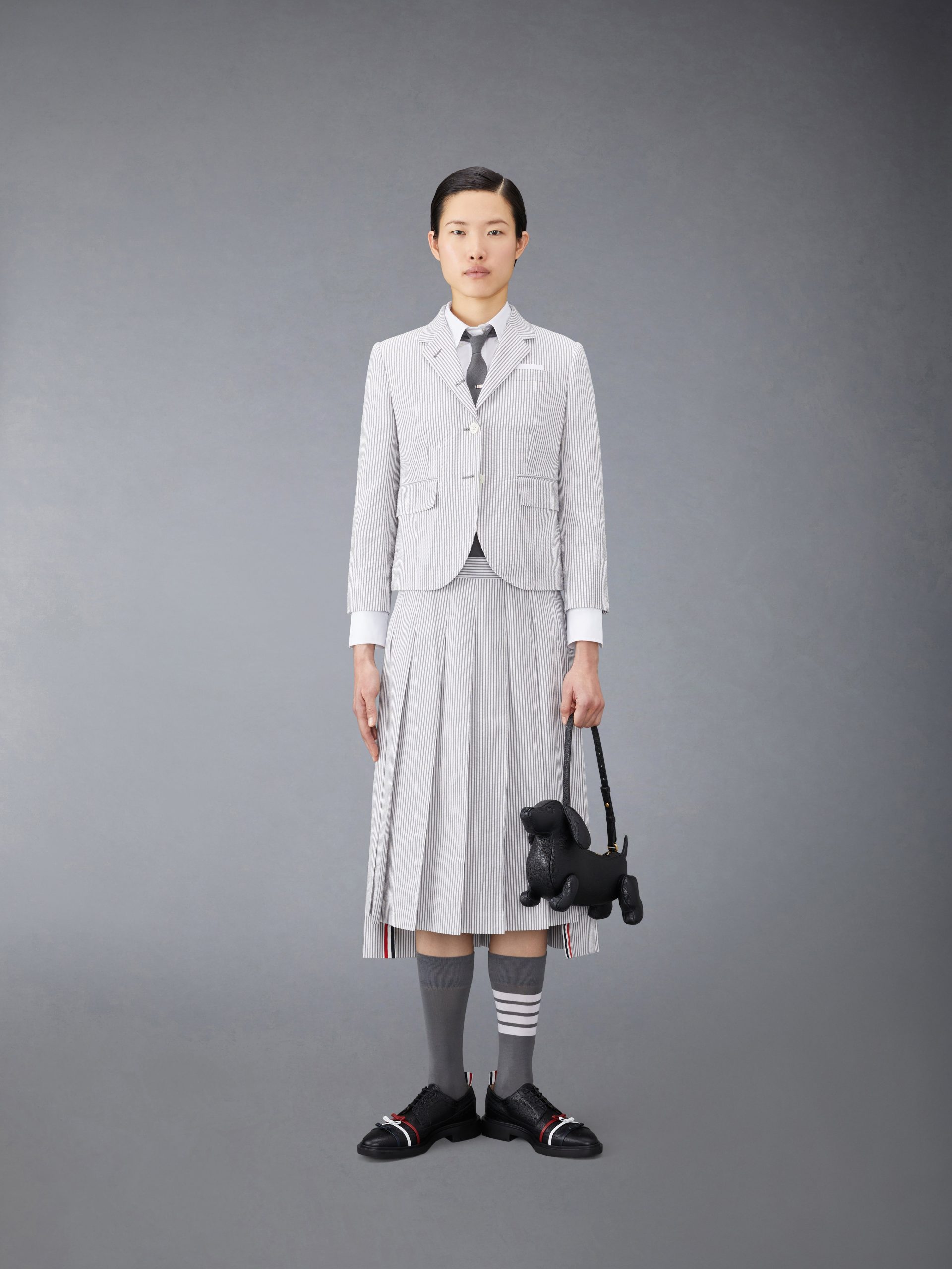 SEERSUCKER MIDI PLEATED SKIRT - Image 4