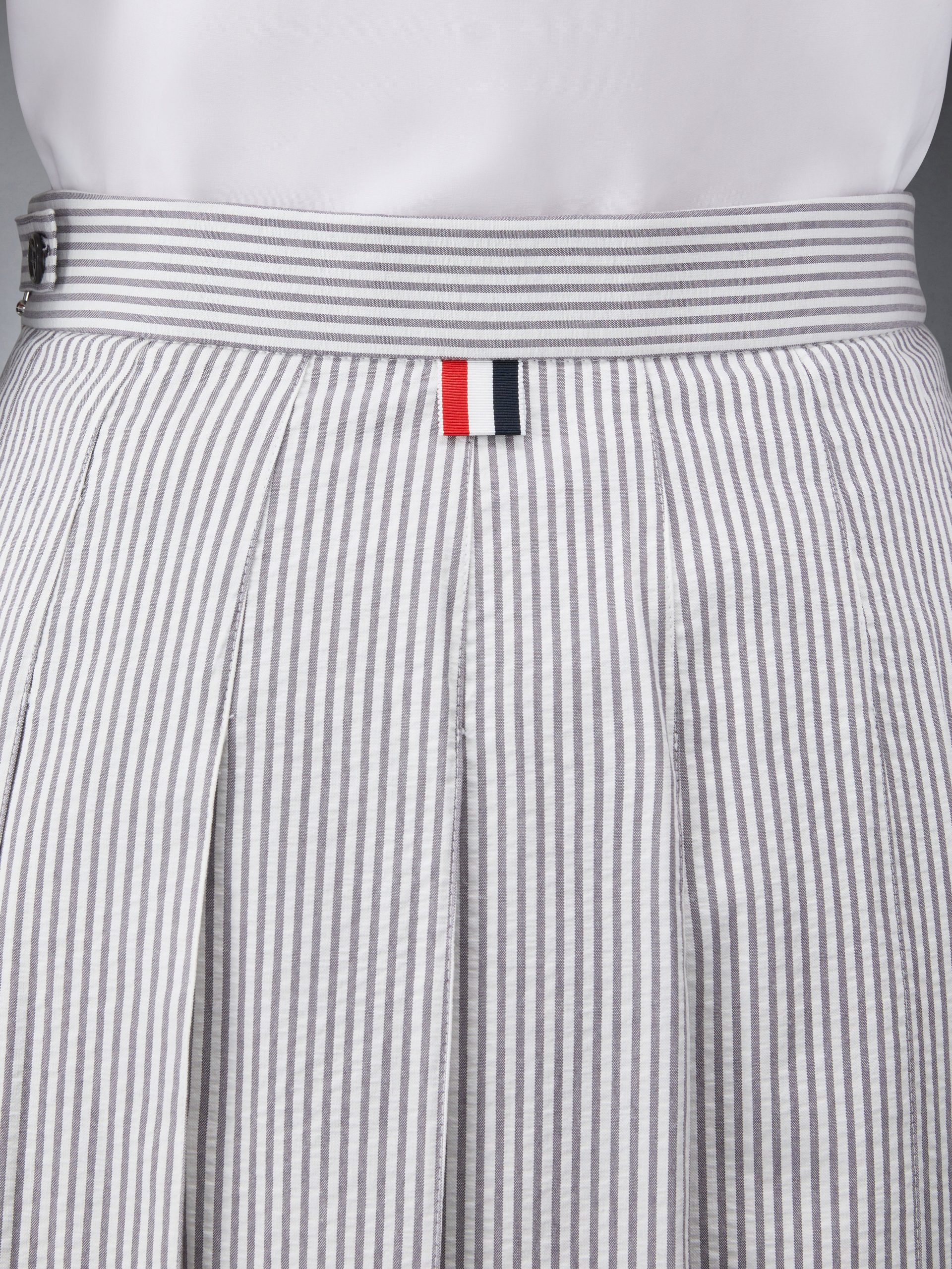 SEERSUCKER MIDI PLEATED SKIRT - Image 6