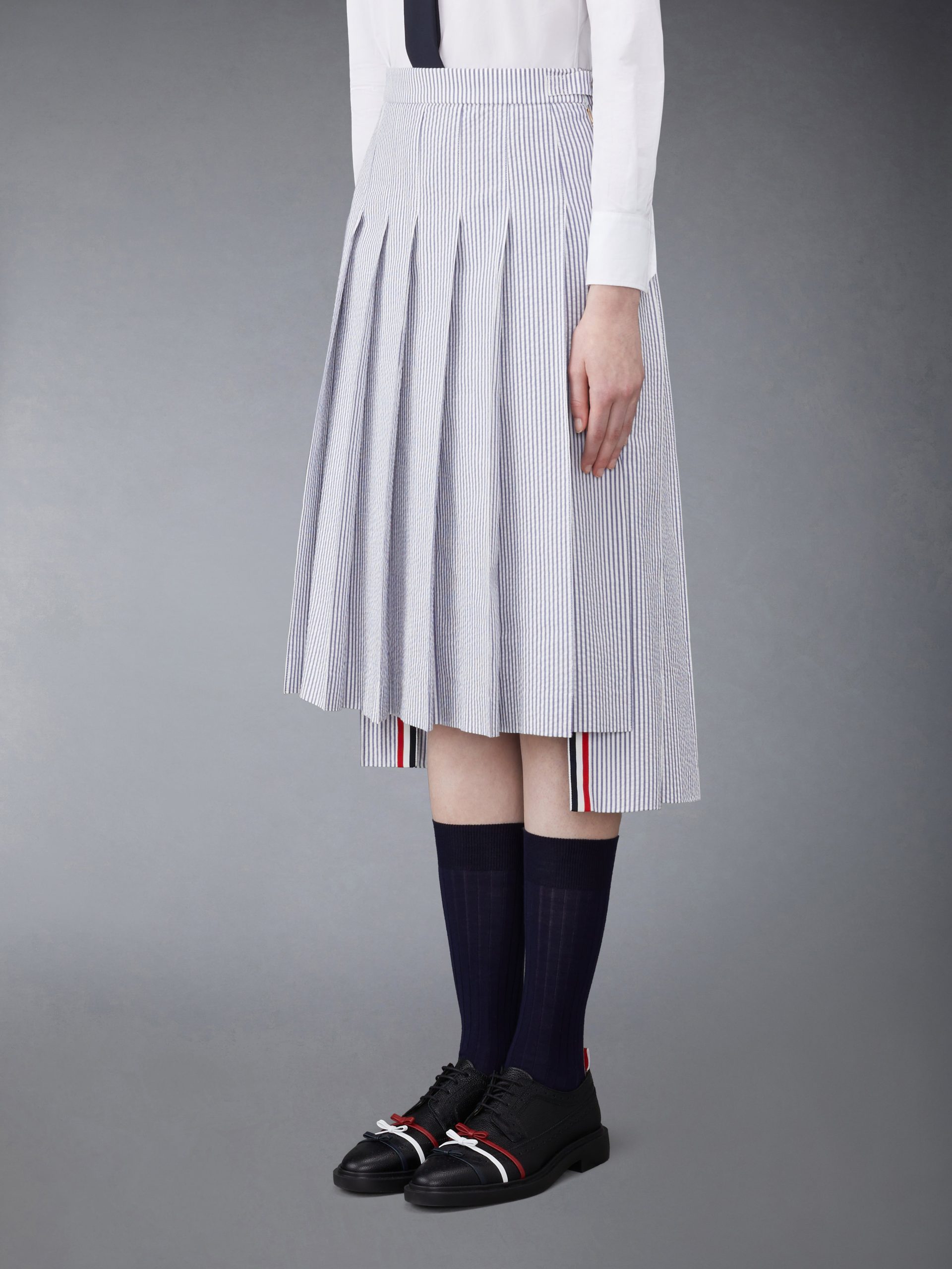 SEERSUCKER MIDI PLEATED SKIRT - Image 2