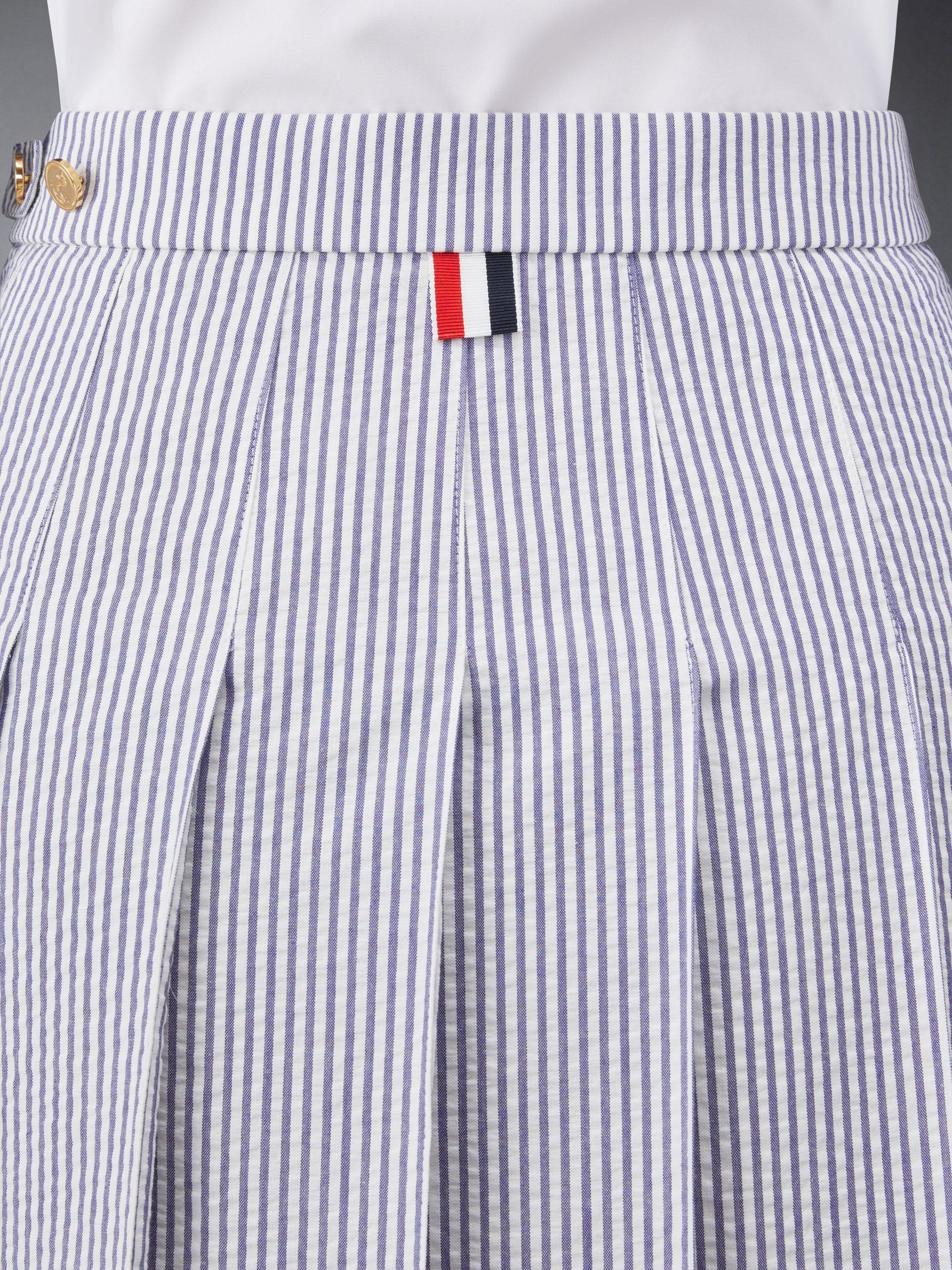 SEERSUCKER MIDI PLEATED SKIRT - Image 6