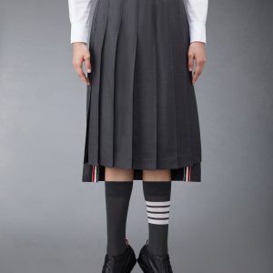 TWILL MIDI PLEATED SKIRT