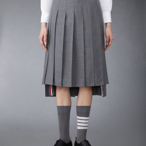 TWILL MIDI PLEATED SKIRT