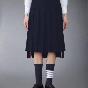 TWILL MIDI PLEATED SKIRT