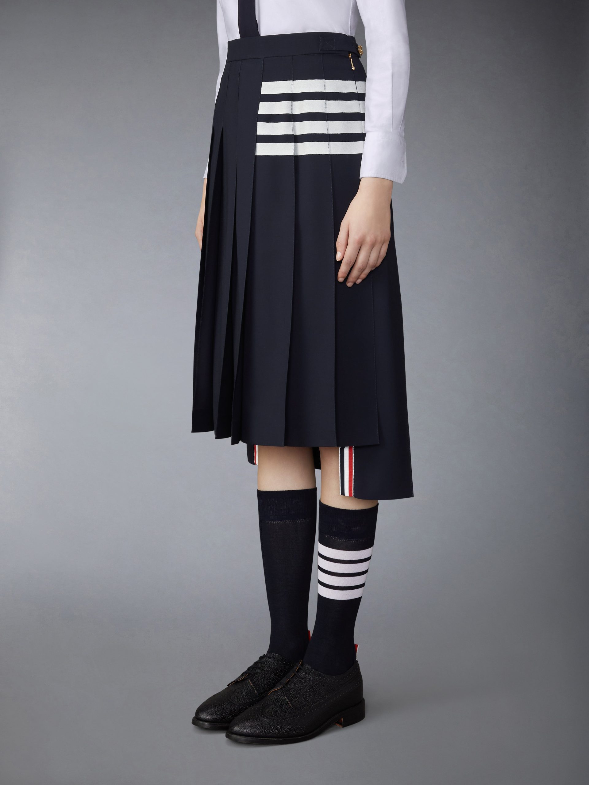 PLAIN WEAVE 4-BAR MIDI PLEATED SKIRT - Image 2