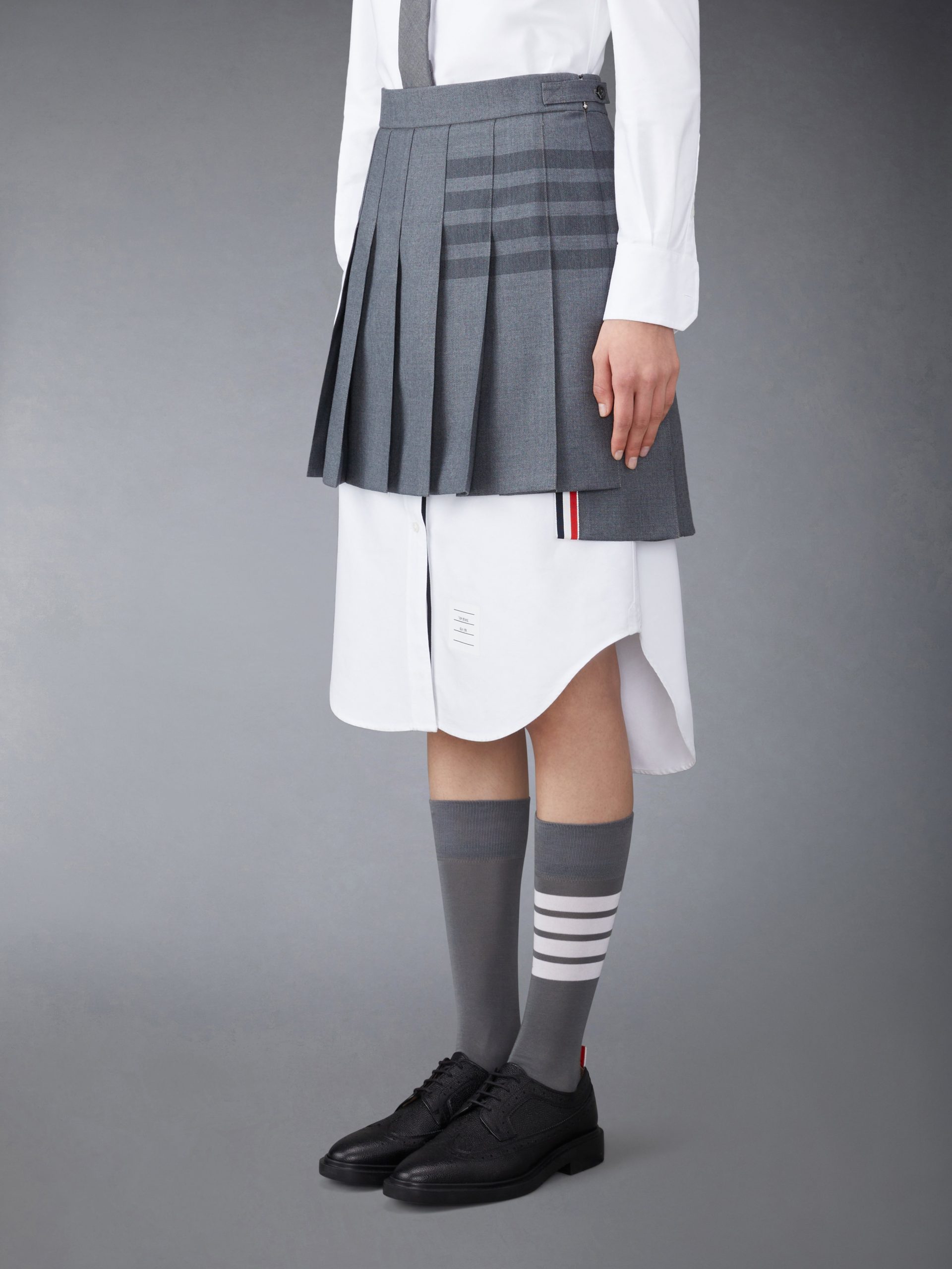 STEP TWILL SCHOOL UNIFORM 4-BAR MINI PLEATED SKIRT - Image 2
