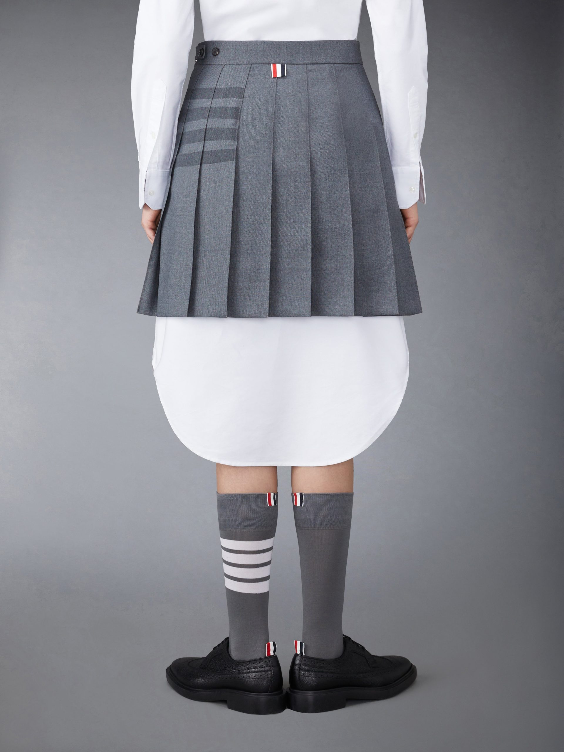 STEP TWILL SCHOOL UNIFORM 4-BAR MINI PLEATED SKIRT - Image 3