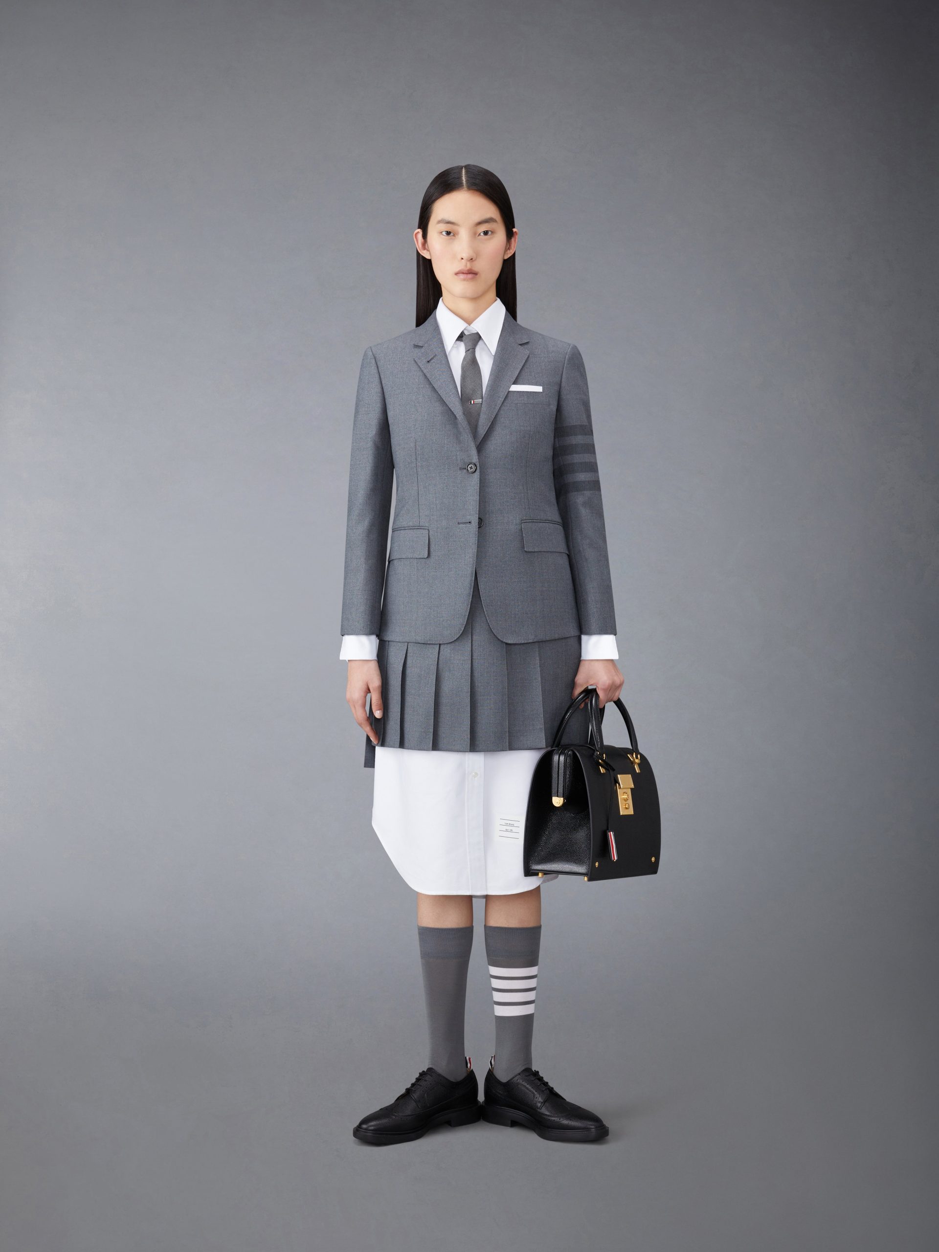 STEP TWILL SCHOOL UNIFORM 4-BAR MINI PLEATED SKIRT - Image 4