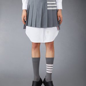 PLAIN WEAVE 4-BAR MINI PLEATED SKIRT