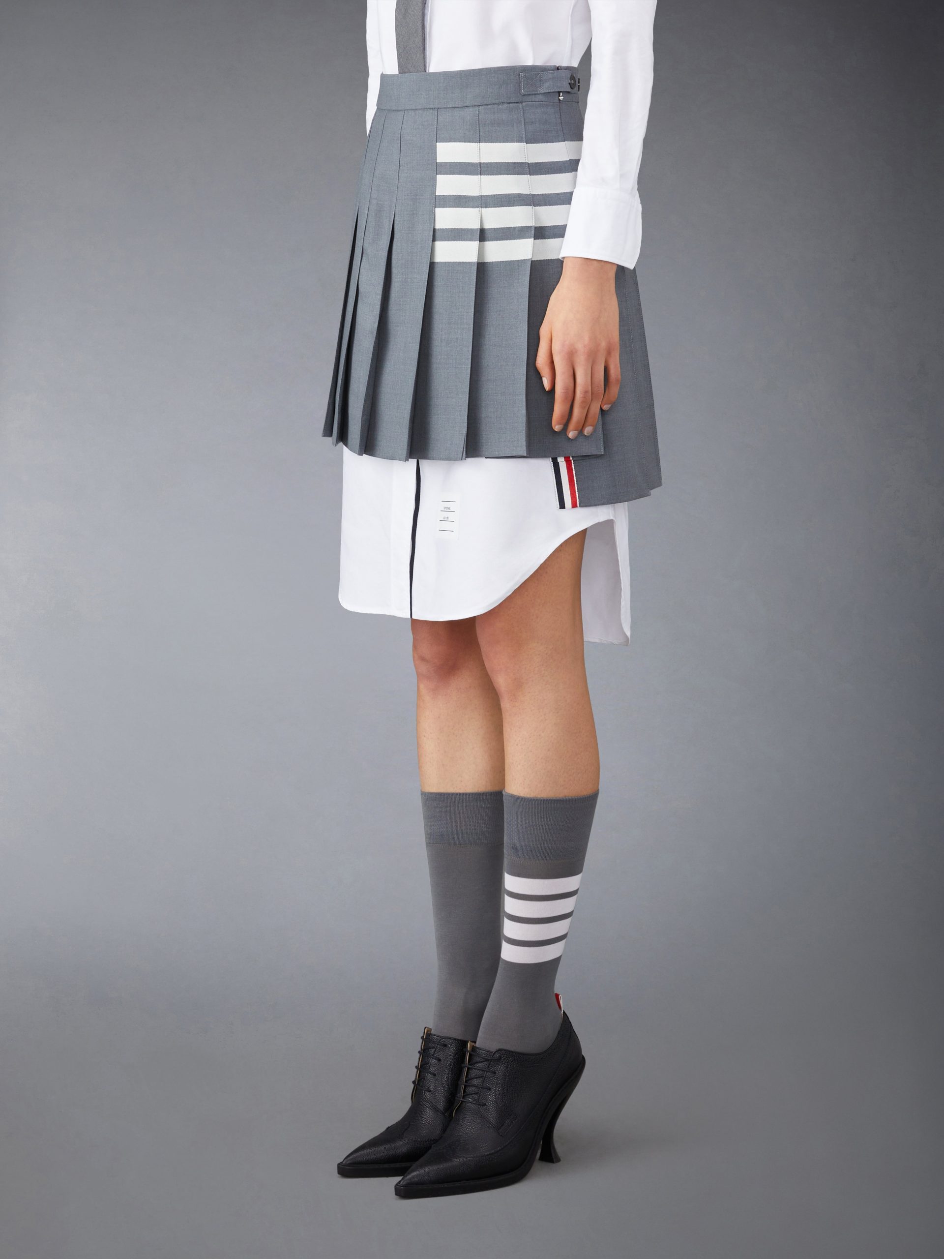 PLAIN WEAVE 4-BAR MINI PLEATED SKIRT - Image 2