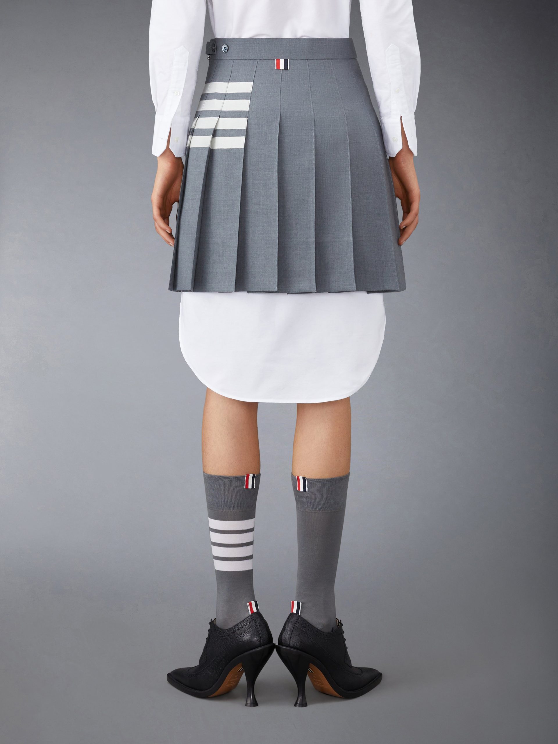 PLAIN WEAVE 4-BAR MINI PLEATED SKIRT - Image 3