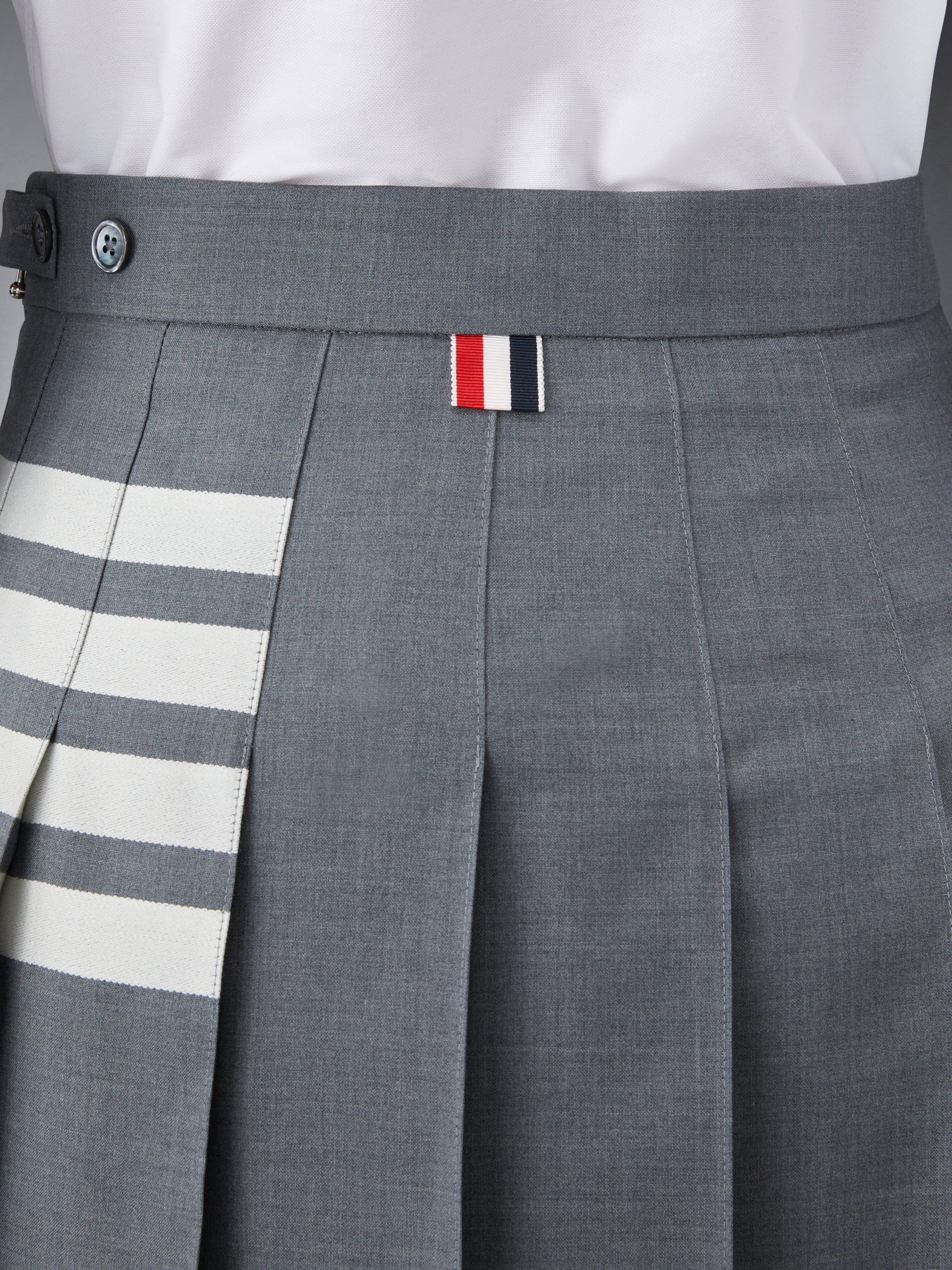 PLAIN WEAVE 4-BAR MINI PLEATED SKIRT - Image 6