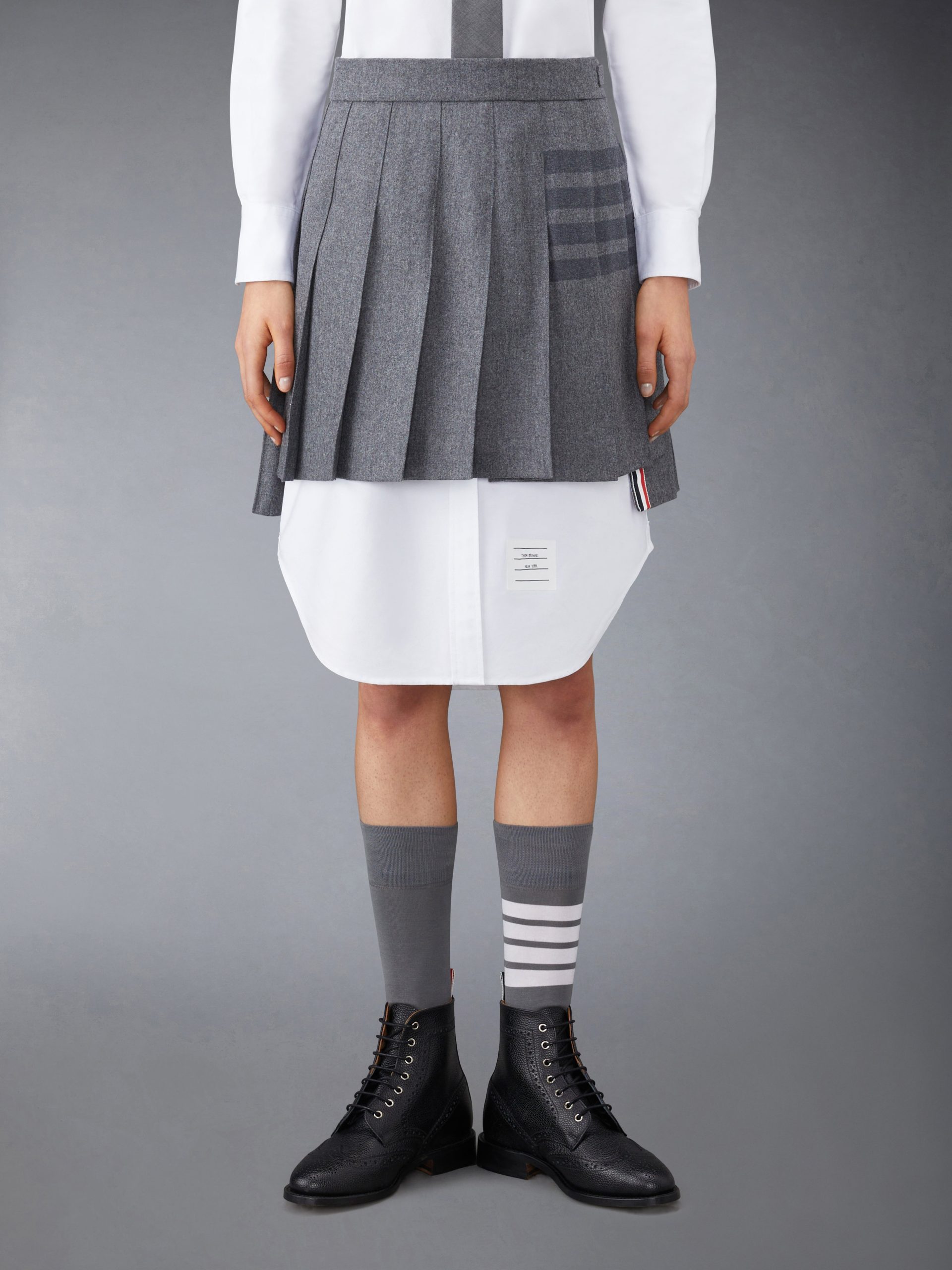 FLANNEL 4-BAR MINI PLEATED SKIRT