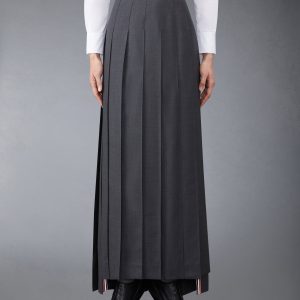 TWILL PLEATED LONG SKIRT