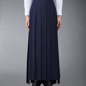 TWILL PLEATED LONG SKIRT