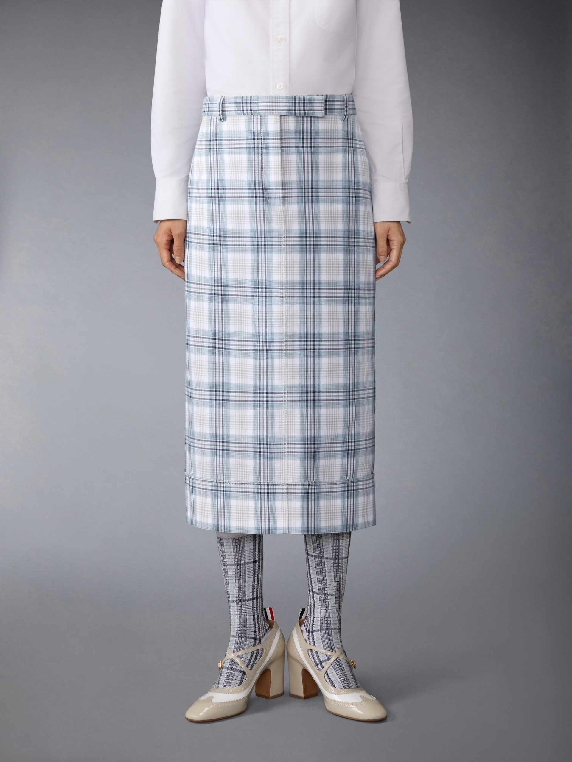 WINDOWPANE PLAID BELTLOOP SACK SKIRT