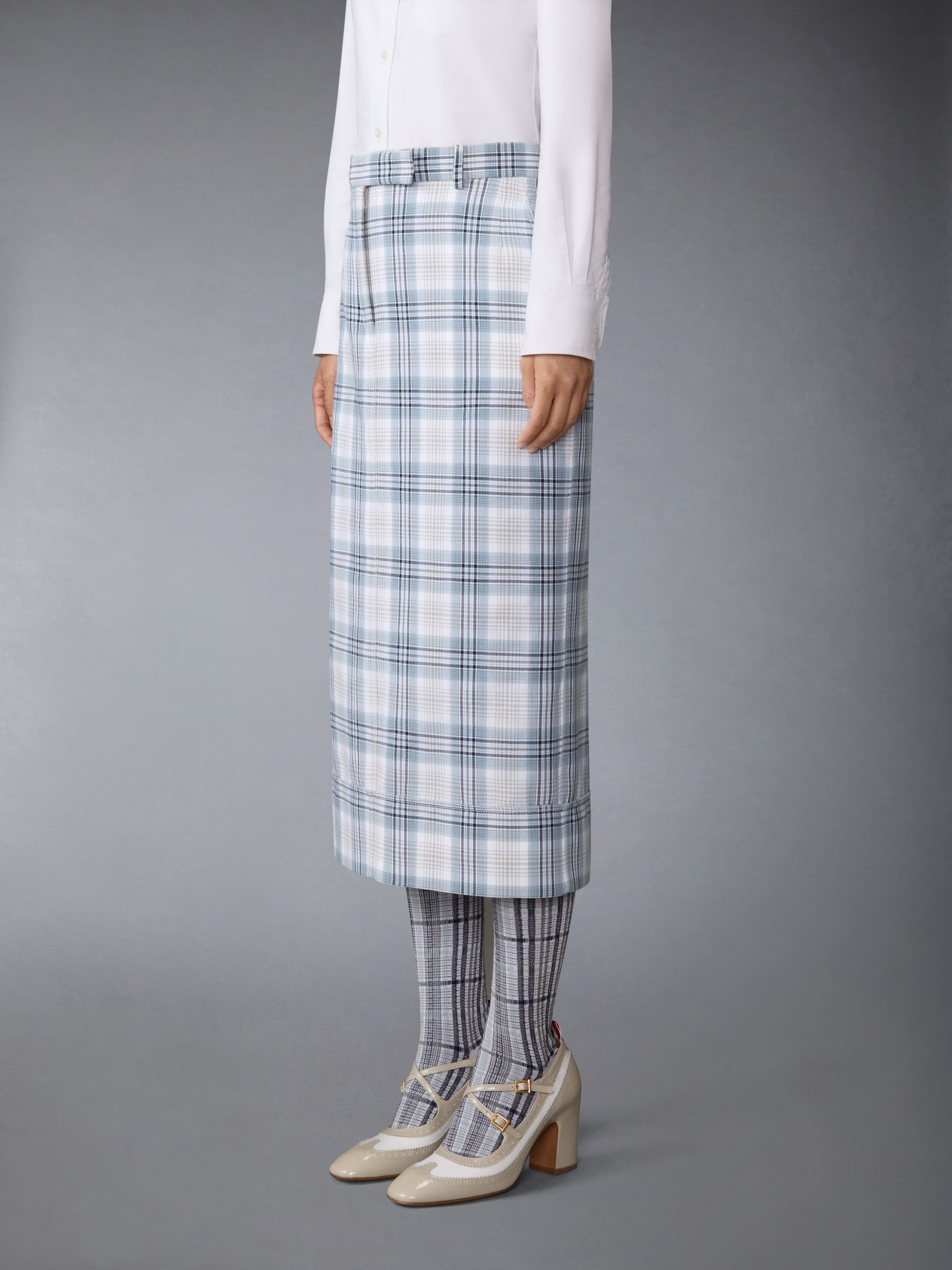 WINDOWPANE PLAID BELTLOOP SACK SKIRT - Image 2