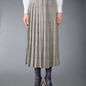 HUNTING TWEED SILK TWILL PLEATED SKIRT