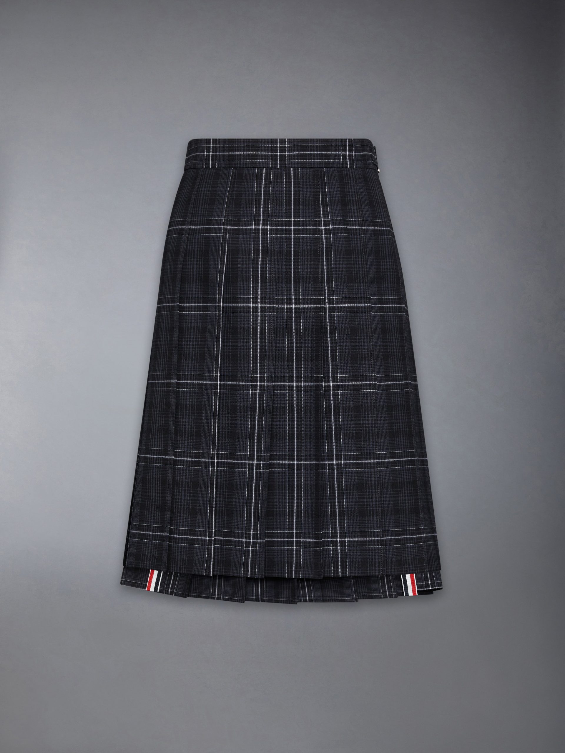 WINDOWPANE PLAID COOL WOOL PLEATED SKIRT - Image 7