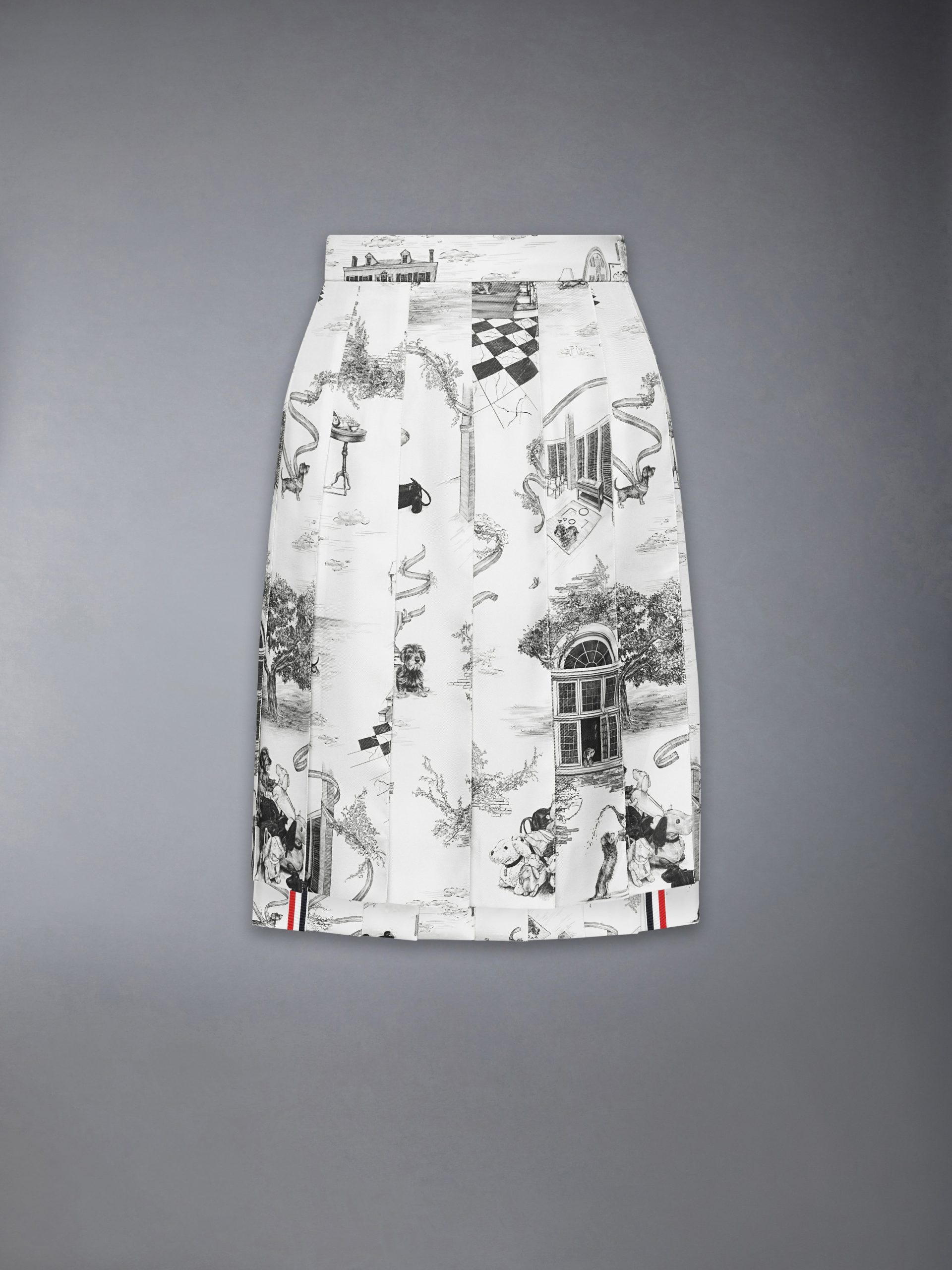 SILK TWILL HECTOR TOILE PLEATED SKIRT - Image 6