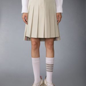 COTTON SUITING PLEATED SKIRT