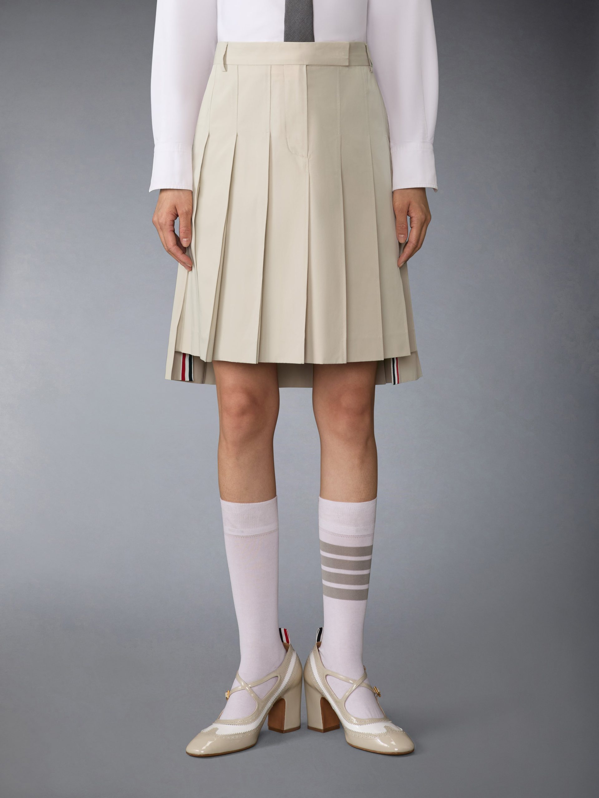 COTTON SUITING PLEATED SKIRT