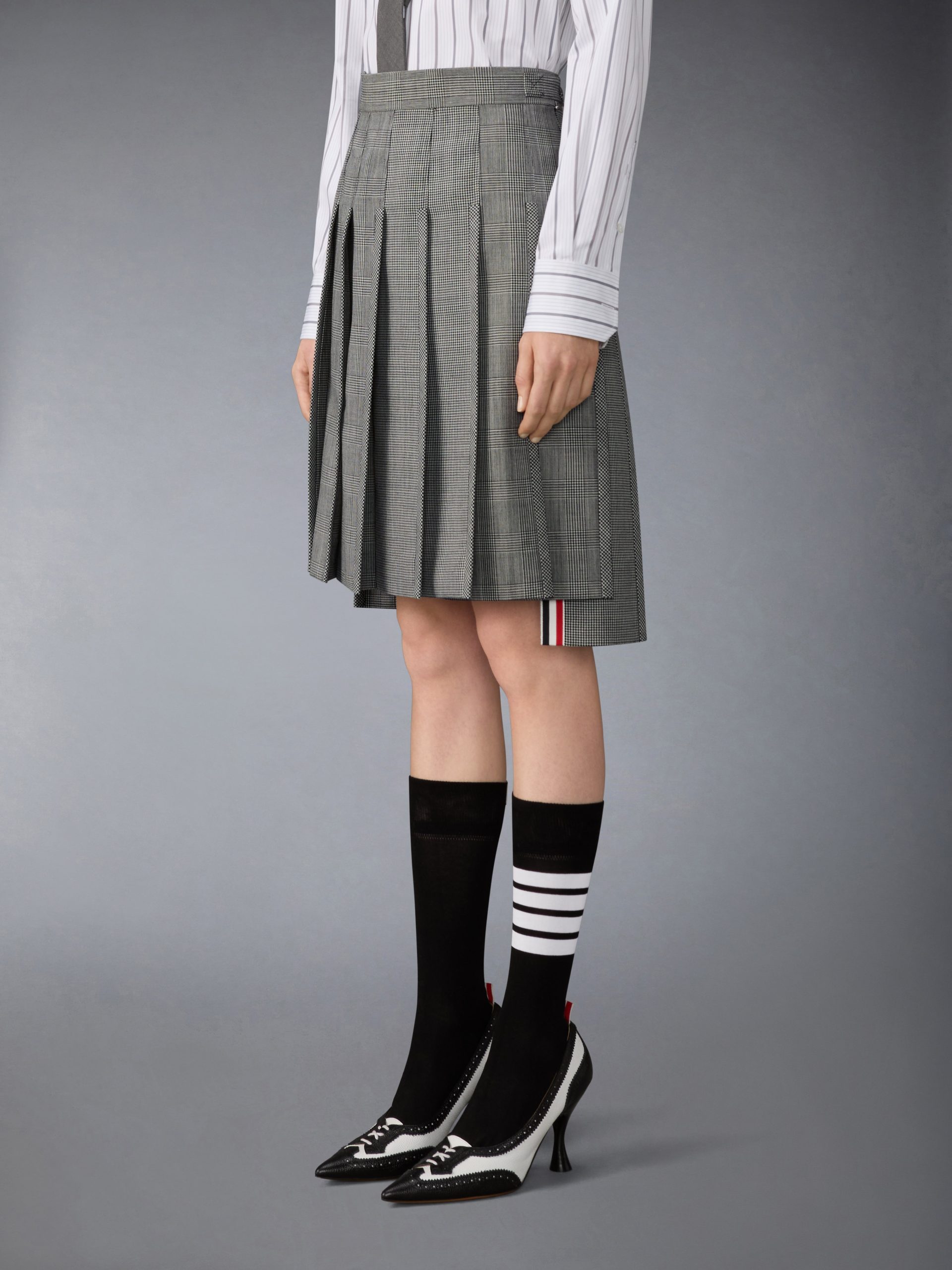 FUNMIX HOUNDSTOOTH FRESCO PLEATED SKIRT - Image 3