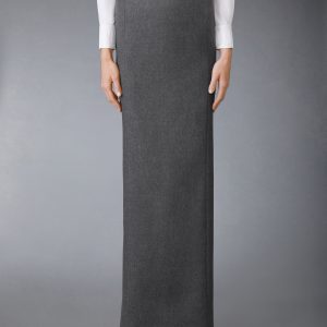 SOLID WOOL FLANNEL PENCIL SKIRT