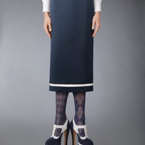 SOLID DOUBLE DUCHESS PENCIL SKIRT