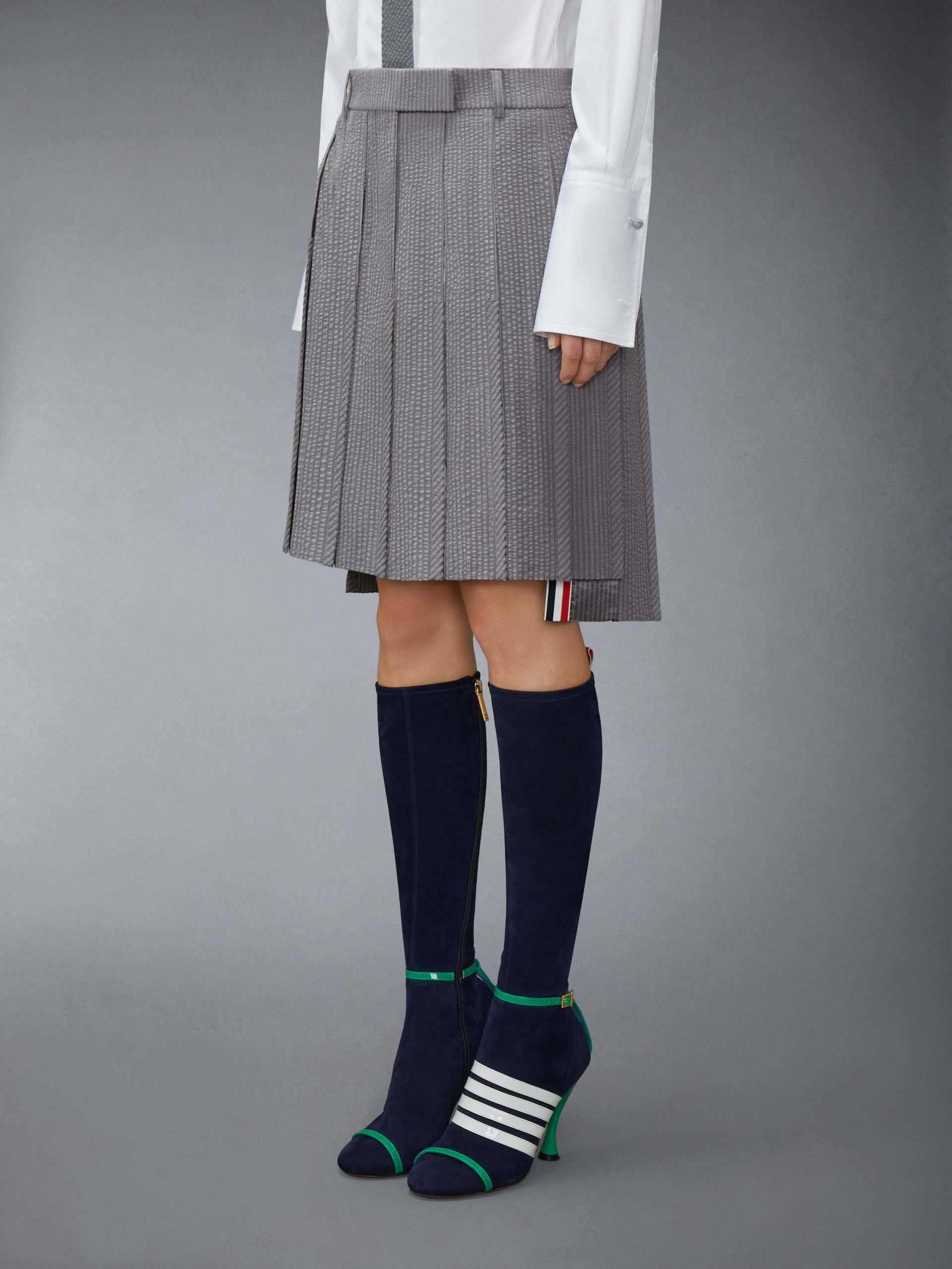 WOOL SEERSUCKER PLEATED LOW RISE PLEATED SKIRT - Image 2