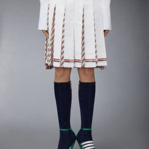 RWB BUGLE BEAD TIPPING LOW RISE PLEATED SKIRT