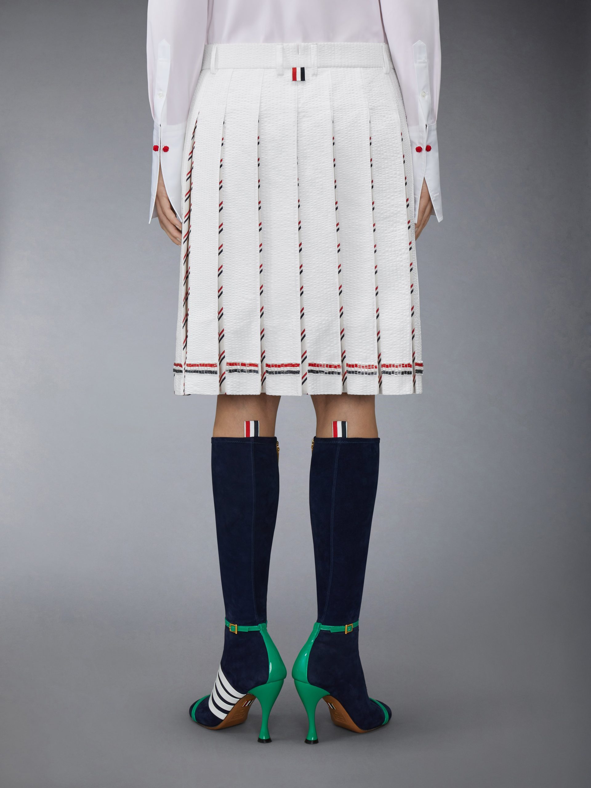 RWB BUGLE BEAD TIPPING LOW RISE PLEATED SKIRT - Image 3