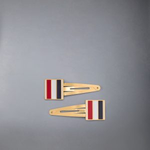 2-PAIR RWB FLAG HAIR CLIPS