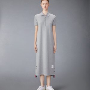 CLASSIC COTTON PIQUE CENTER BACK STRIPE MAXI POLO SHIRTDRESS