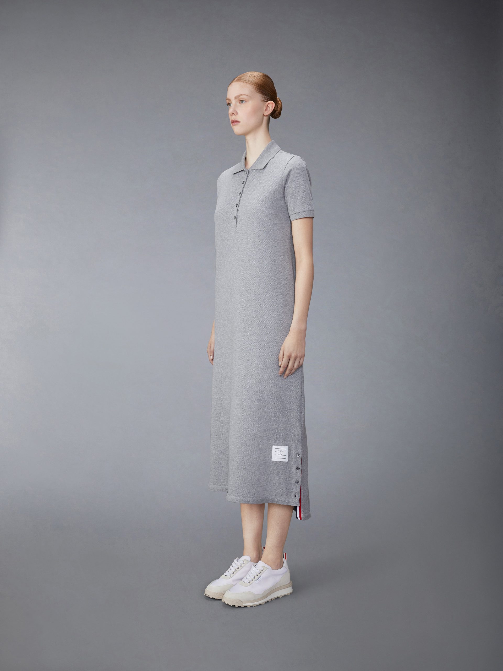 CLASSIC COTTON PIQUE CENTER BACK STRIPE MAXI POLO SHIRTDRESS - Image 2