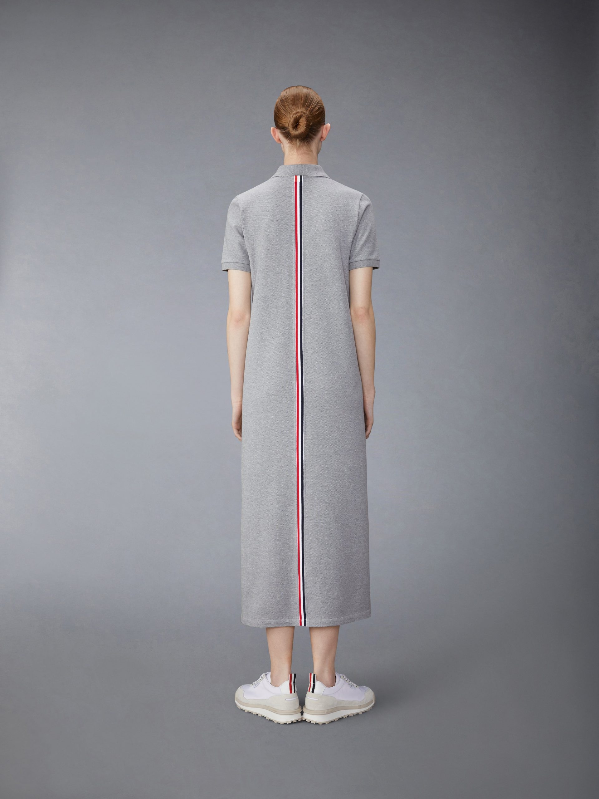 CLASSIC COTTON PIQUE CENTER BACK STRIPE MAXI POLO SHIRTDRESS - Image 3