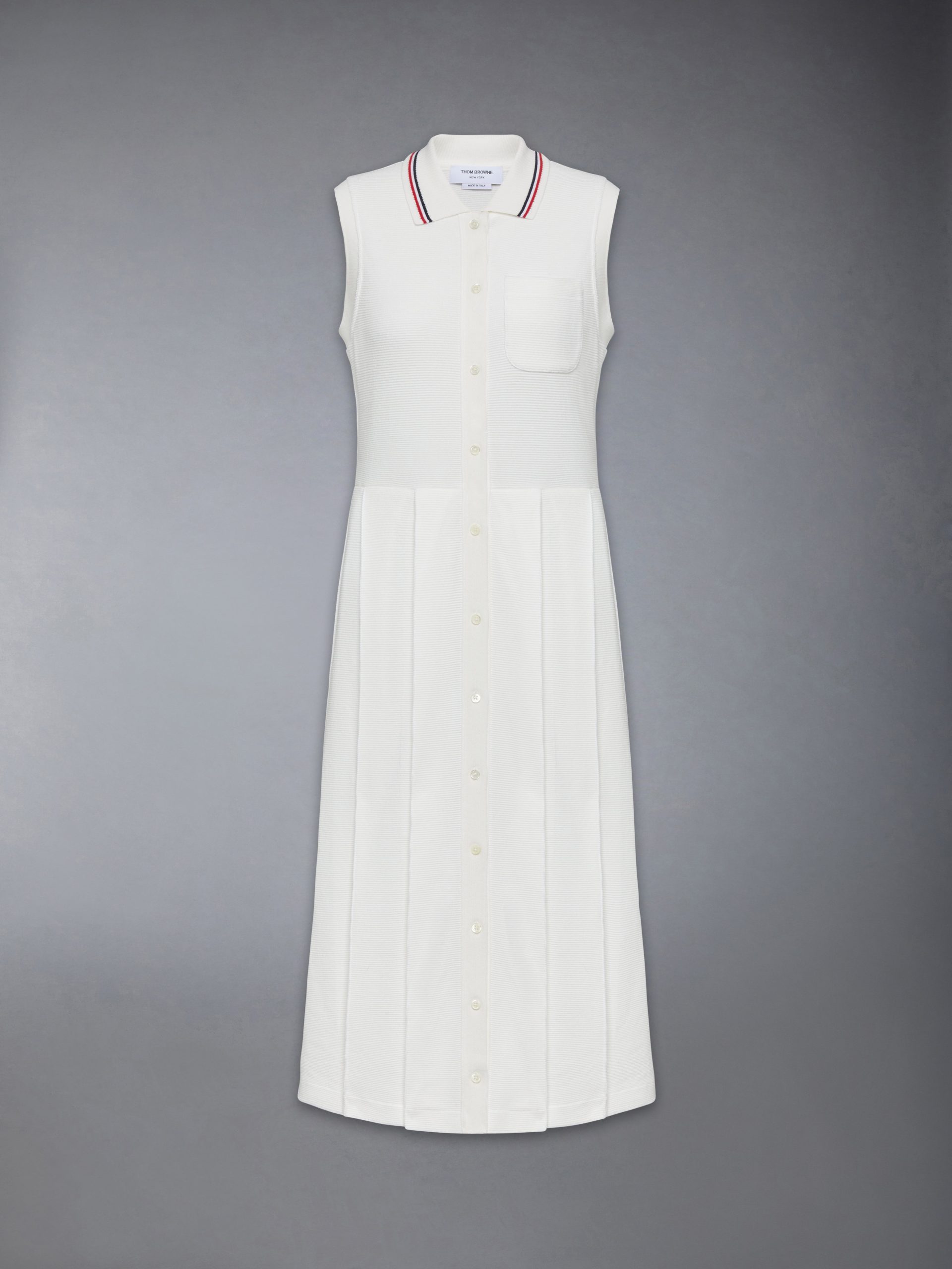 COTTON WAFFLE PLEATED POLO DRESS - Image 7