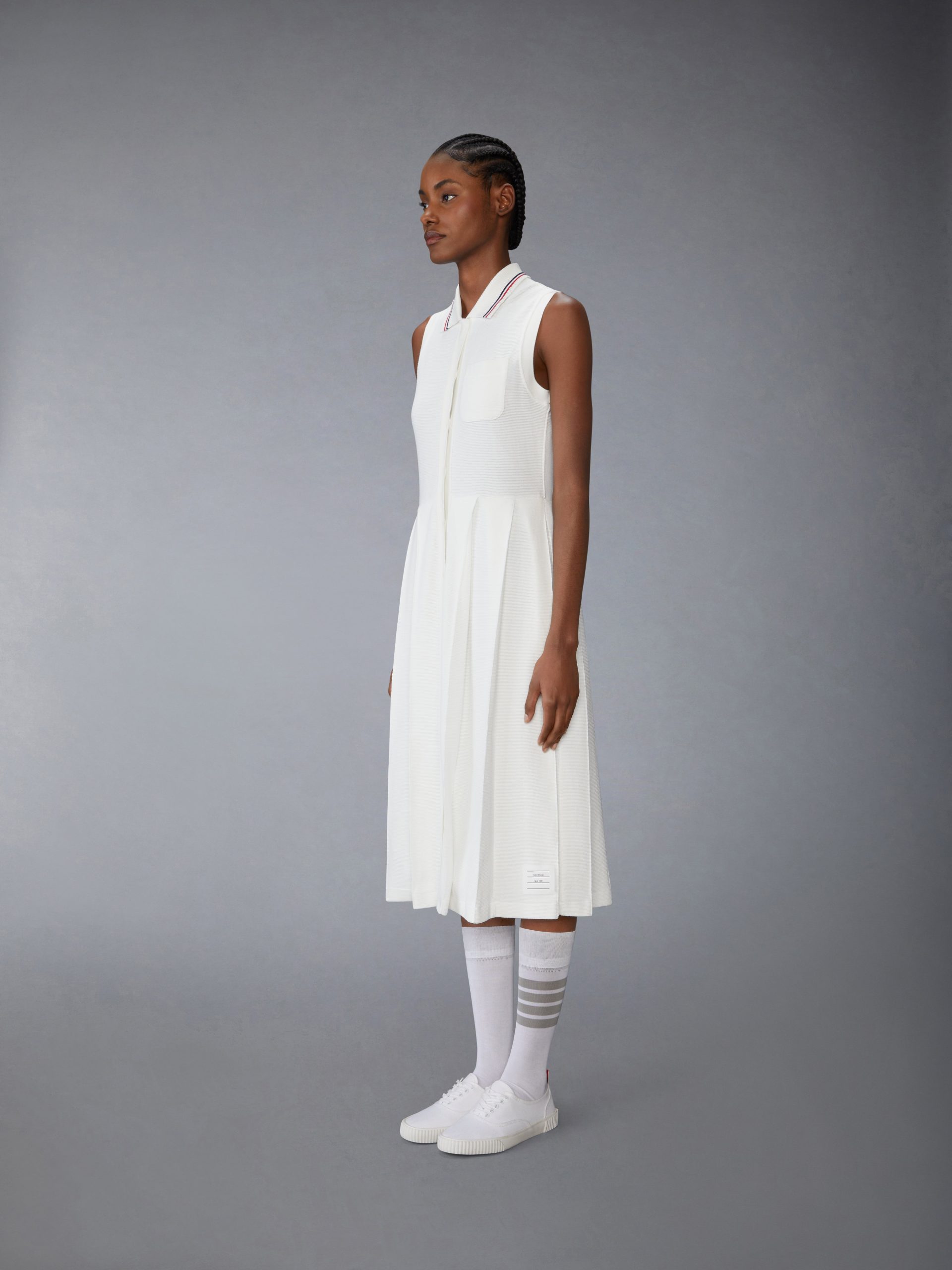 COTTON WAFFLE PLEATED POLO DRESS - Image 2