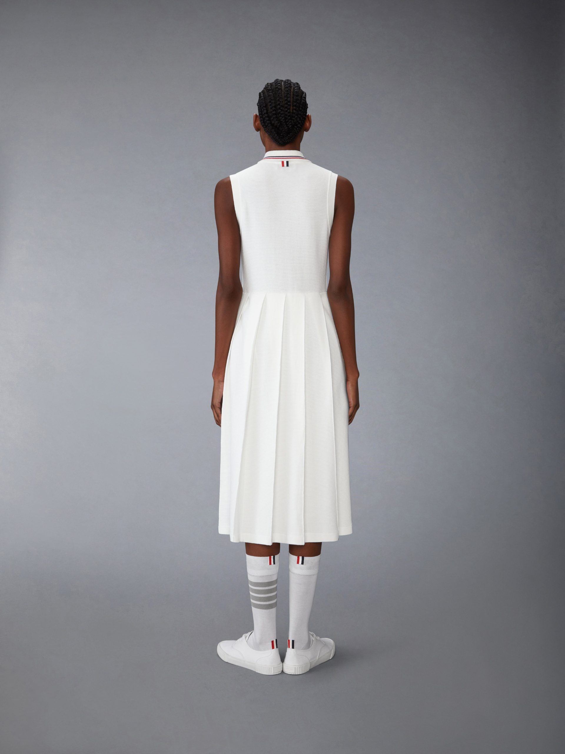 COTTON WAFFLE PLEATED POLO DRESS - Image 3