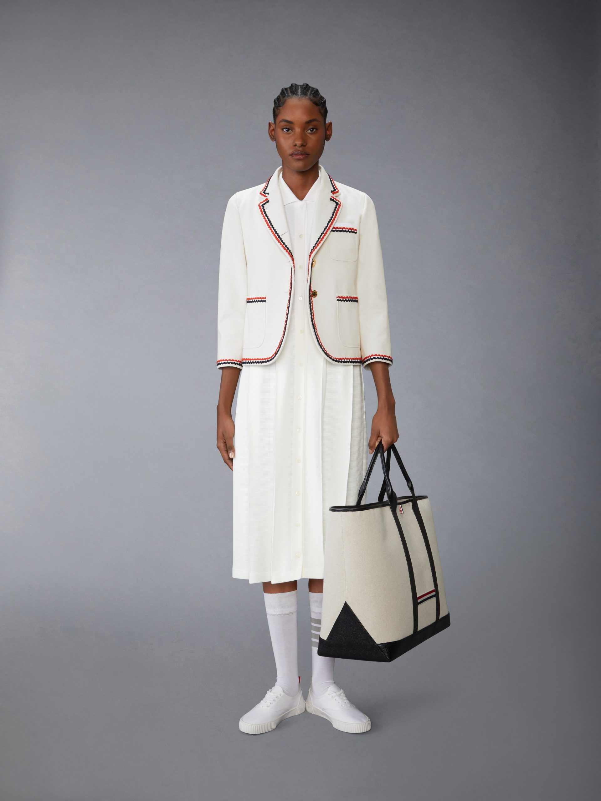 COTTON WAFFLE PLEATED POLO DRESS - Image 4