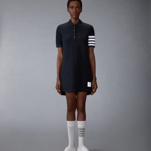 TEXTURED PIQUE 4-BAR POLO DRESS