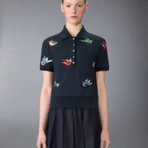 SATIN STITCH BIRD EMBROIDERY POLO