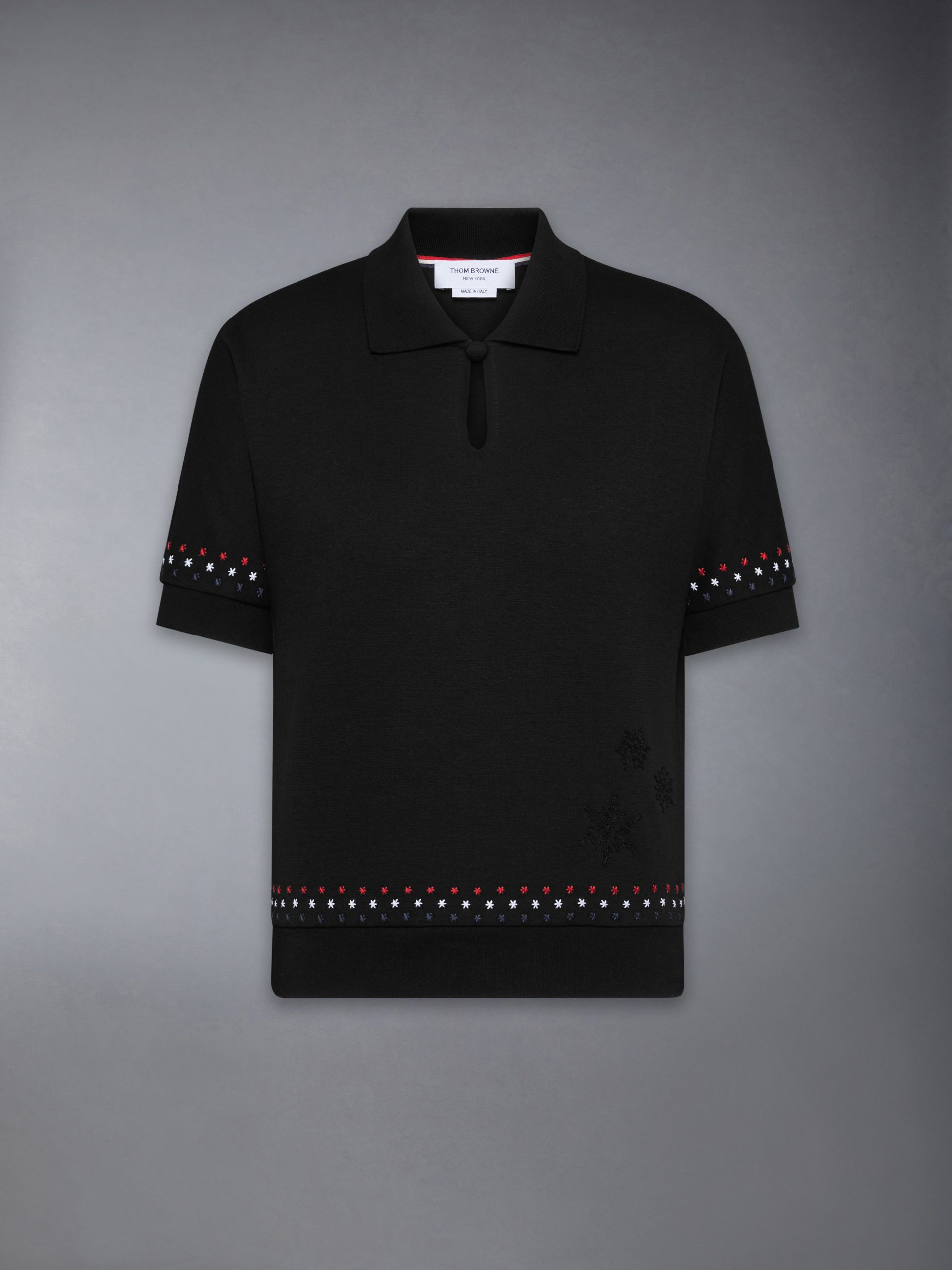 COTTON MILANO STARS & SNOWFLAKE EMBROIDERY POLO - Image 6