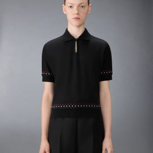 COTTON MILANO STARS & SNOWFLAKE EMBROIDERY POLO