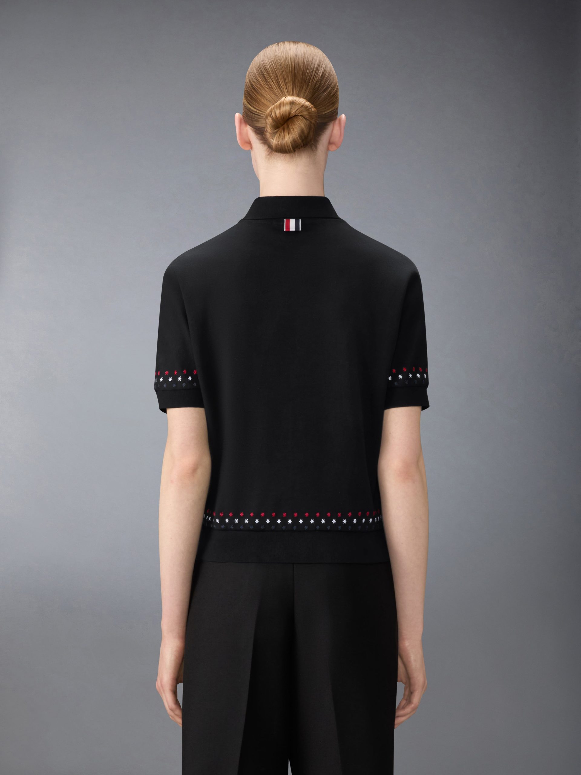 COTTON MILANO STARS & SNOWFLAKE EMBROIDERY POLO - Image 2