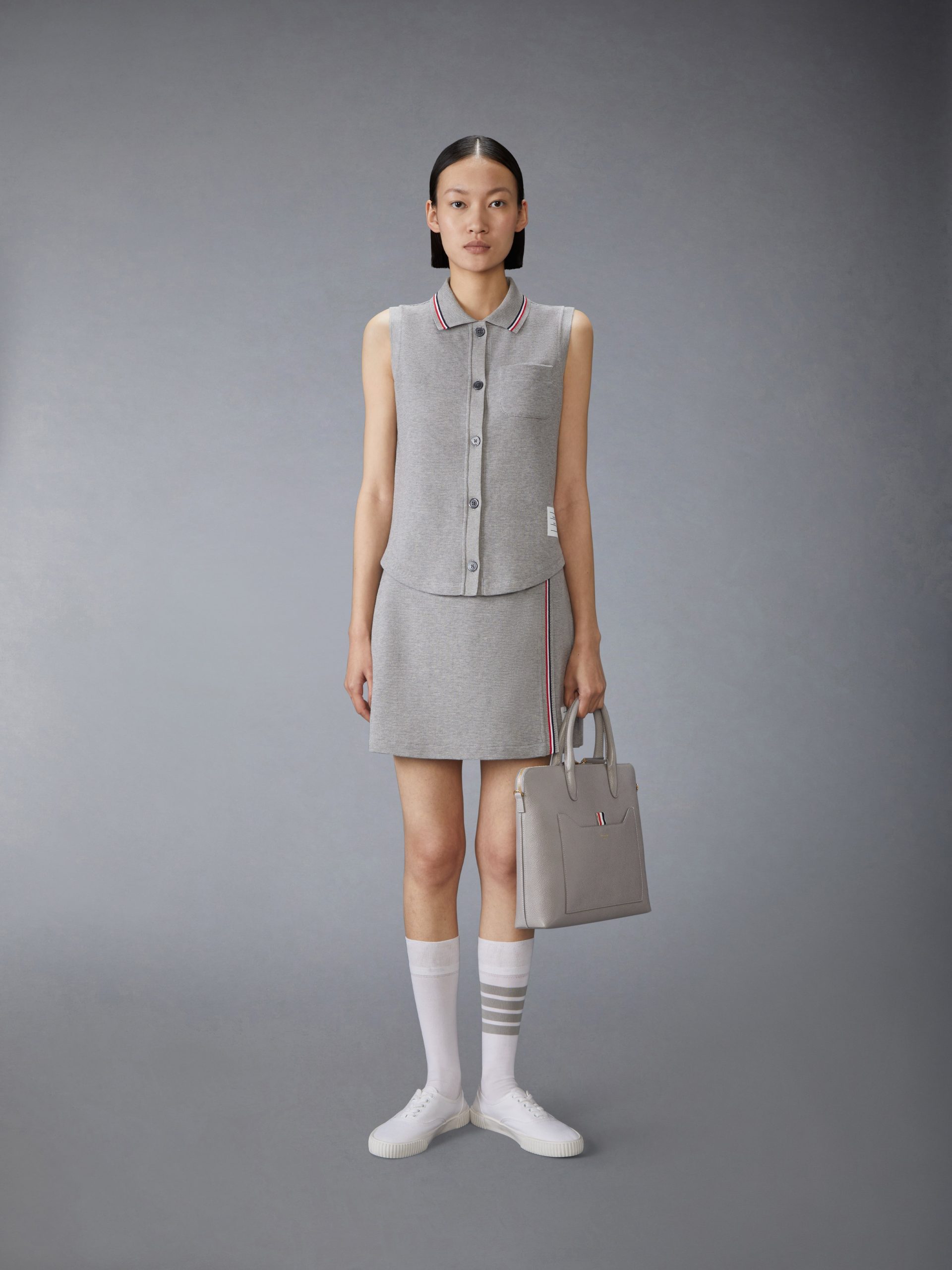 COTTON WAFFLE SLEEVELESS BUTTON SHIRT - Image 3