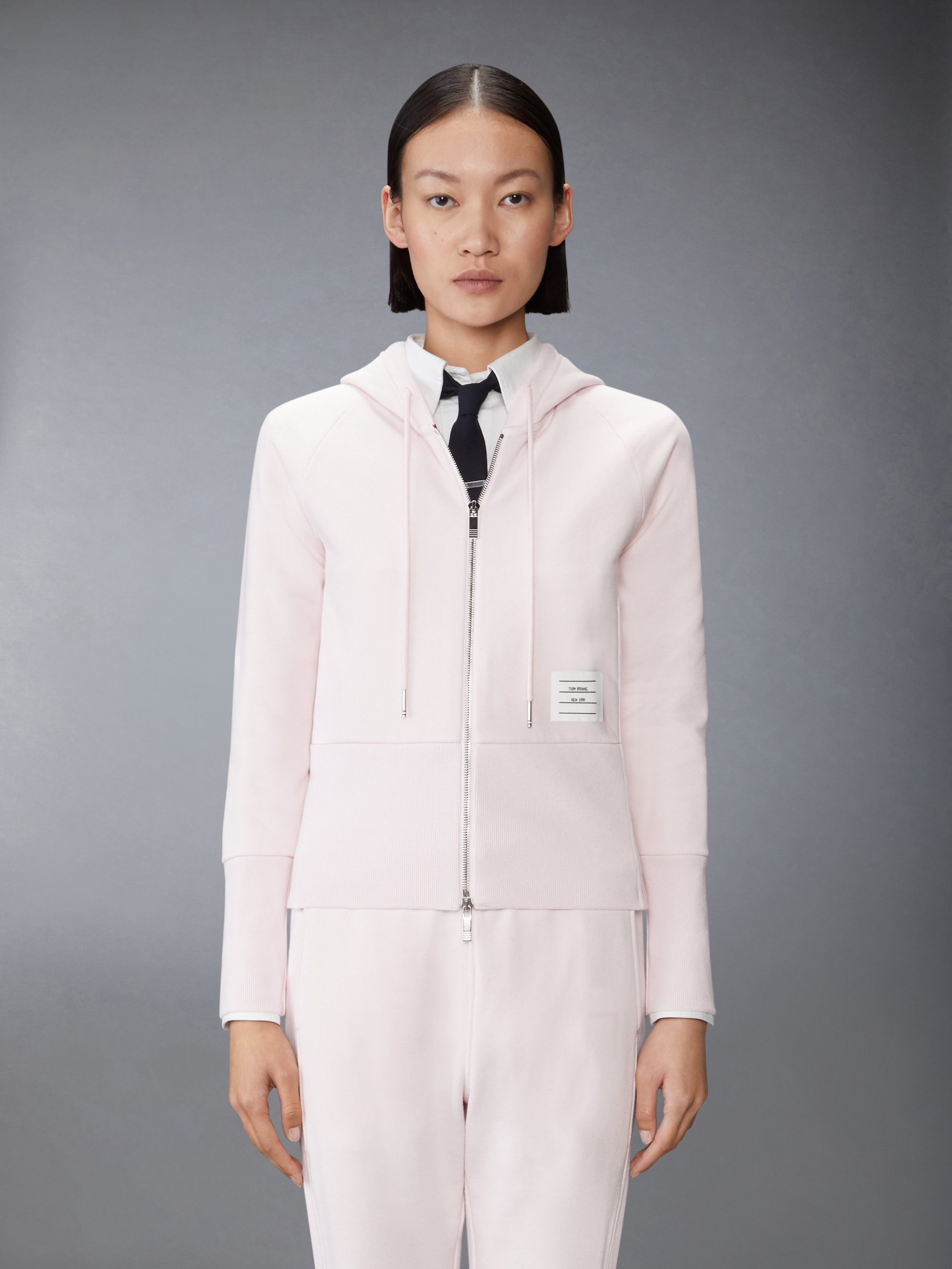 SOLID LOOPBACK 4-BAR ZIP UP HOODIE